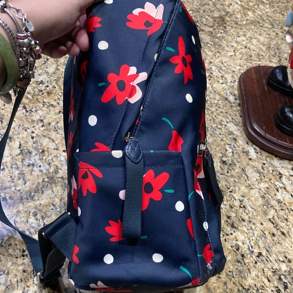kate spade navy floral polka dot backpack - Picture 11 of 16